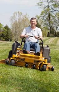 cutting grass on professional mower